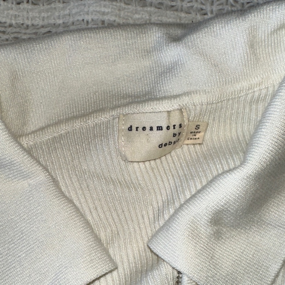 Cream Ribbed Zip-Up Cardigan - Picture 3 of 5